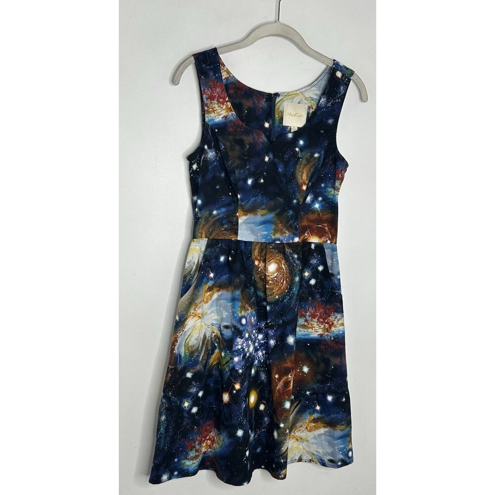 ModCloth Sleeveless Solar System Fit and Flare Dress Size S Cotton Mini Space - Picture 3 of 8